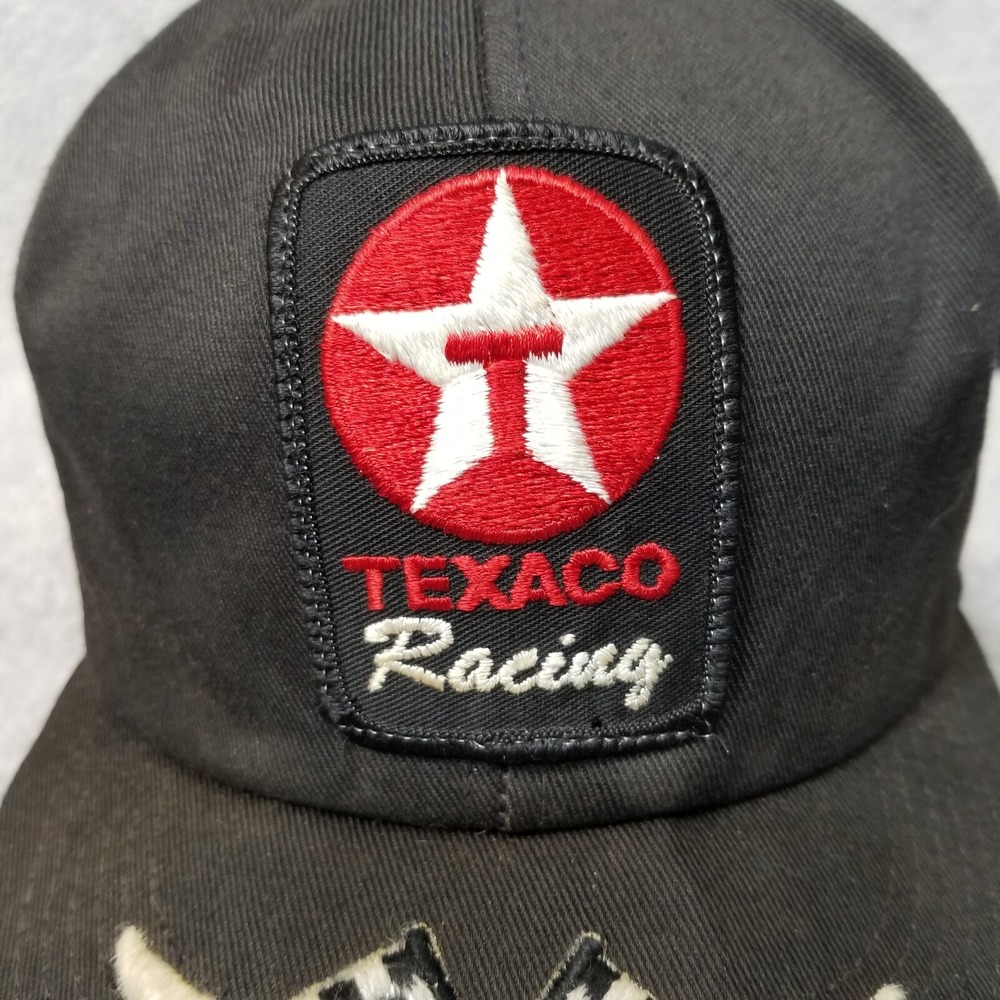 Vintage 90's NASCAR Texaco HAVOLINE Racing Black SnapBack Hat Checkered Flag - Picture 9 of 12